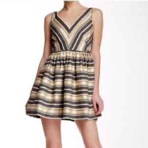 J. Crew Sleeveless Metallic Gold/Gray Fit & Flare Dress NWT